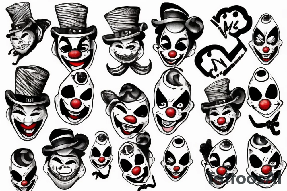 clown smirking tattoo idea