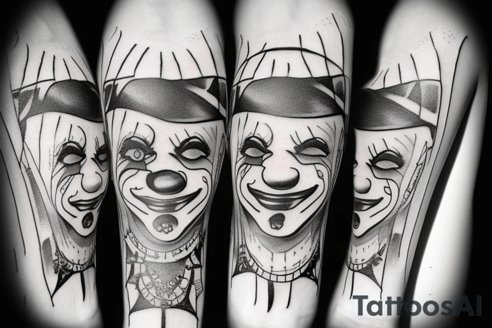 clown smirking tattoo idea