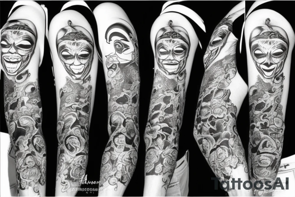 clown smirking tattoo idea