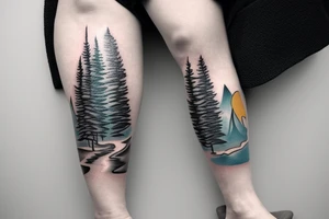 Leg sleeve. Landscape. Winter. Water. tattoo idea