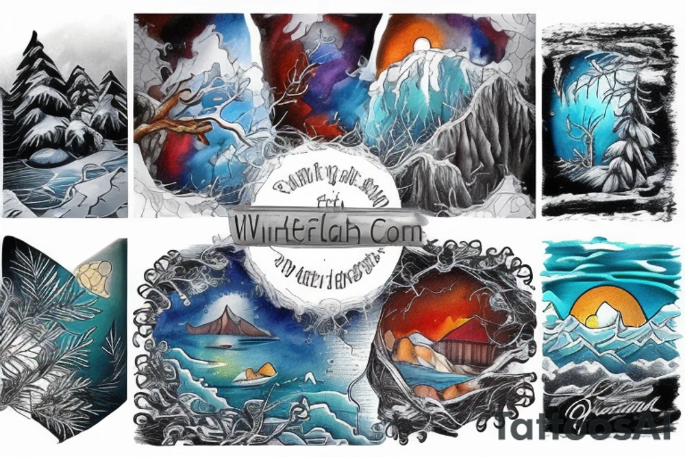 Landscape. Winter. Water. tattoo idea