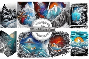 Landscape. Winter. Water. tattoo idea
