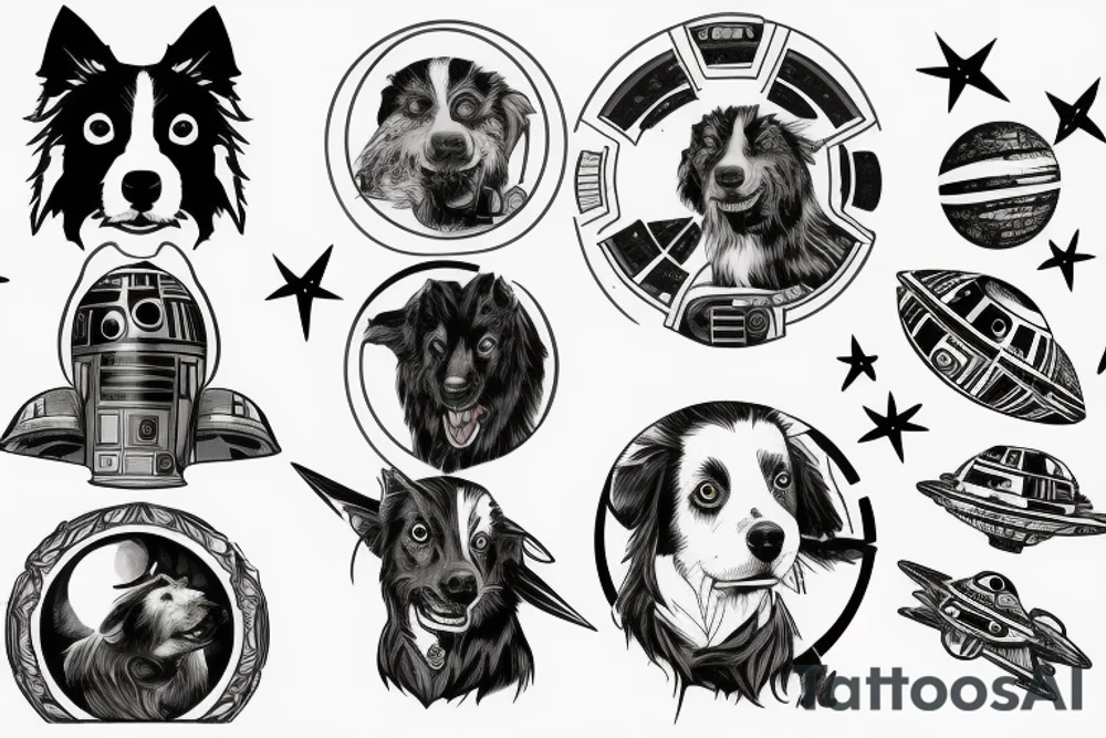 Border collie avenger Star Wars space tattoo idea