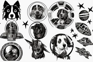 Border collie avenger Star Wars space tattoo idea
