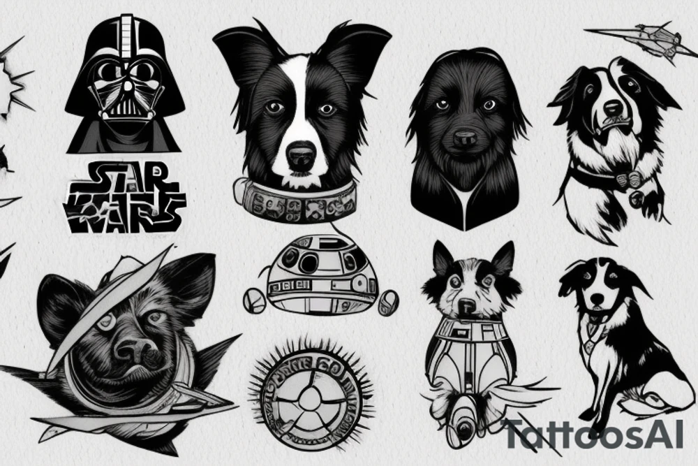 Border collie avenger Star Wars space tattoo idea
