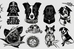 Border collie avenger Star Wars space tattoo idea