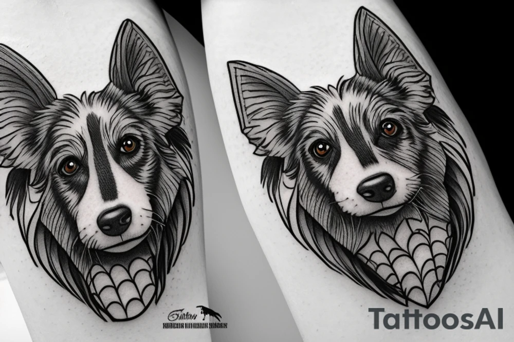 Border collie spiderman tattoo idea