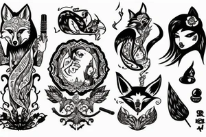 Fox smoking hookah tattoo idea