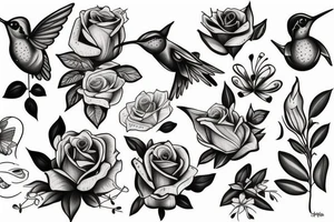 Roses, Hummingbirds , lilies , butterflies  "this is not where it ends" tattoo idea