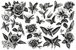 Roses, Hummingbirds , lilies , butterflies  "this is not where it ends" tattoo idea