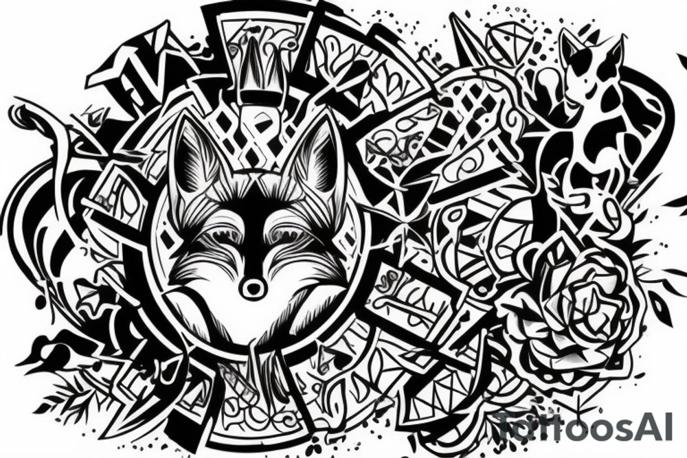 Fox smoking hookah tattoo idea