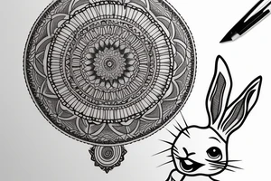 Rabbit smoking mandala tattoo idea