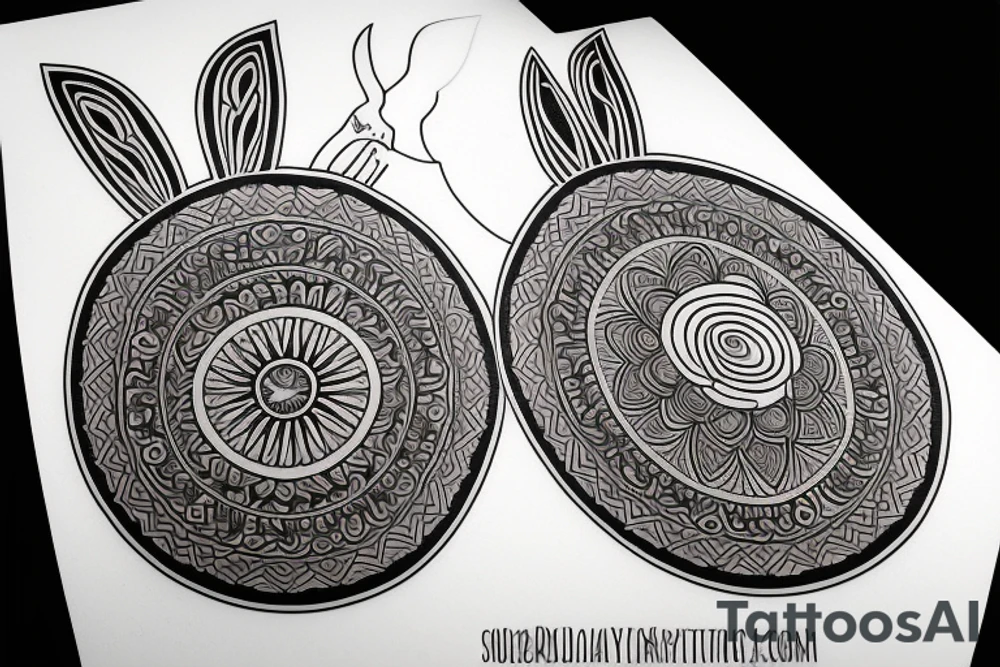 Rabbit smoking mandala tattoo idea