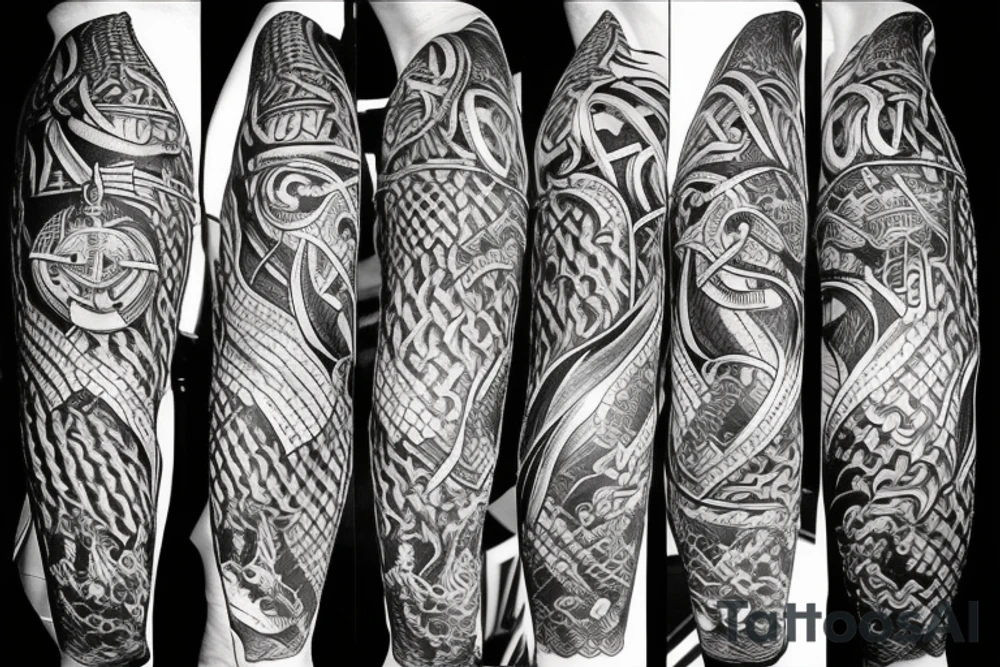 A burning Viking ship with the phrase Burn the Boats underneath it tattoo idea