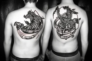 A burning Viking ship with the phrase Burn the Boats underneath it tattoo idea