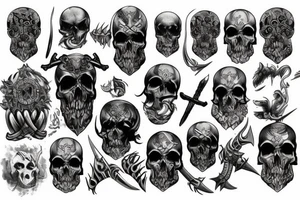 Dark Vikings with skulls tattoo idea