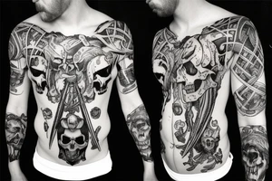 Dark Vikings with skulls tattoo idea