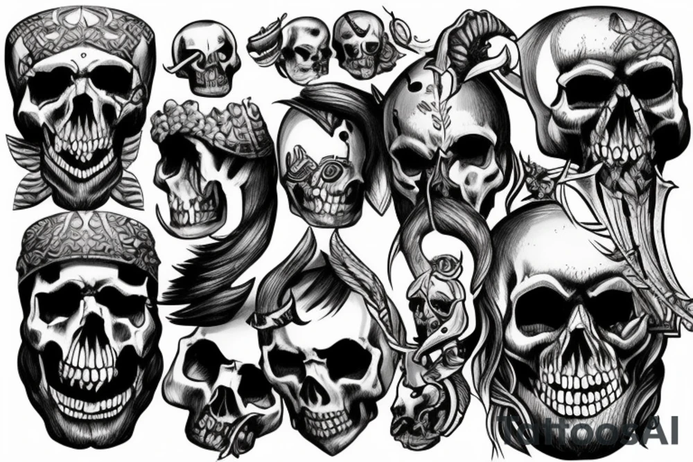 Dark Vikings with skulls tattoo idea
