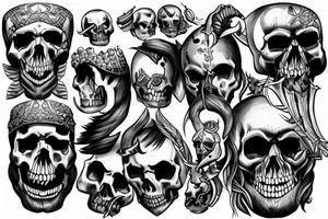 Dark Vikings with skulls tattoo idea