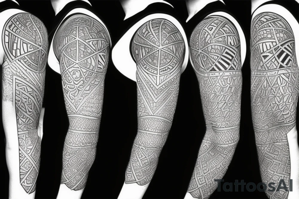 nature, sleeve, geometric tattoo idea