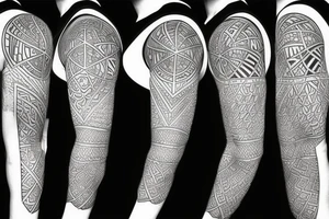 nature, sleeve, geometric tattoo idea