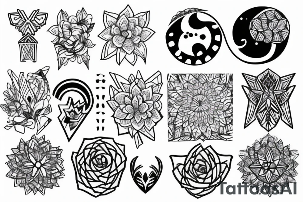 nature, sleeve, geometric tattoo idea