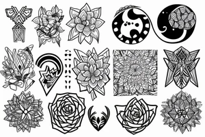 nature, sleeve, geometric tattoo idea