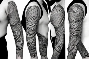 nature, sleeve, geometric tattoo idea
