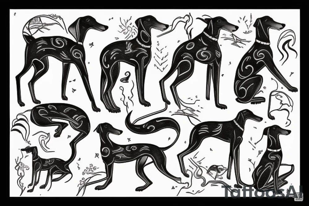 Greyhound named storm tattoo idea