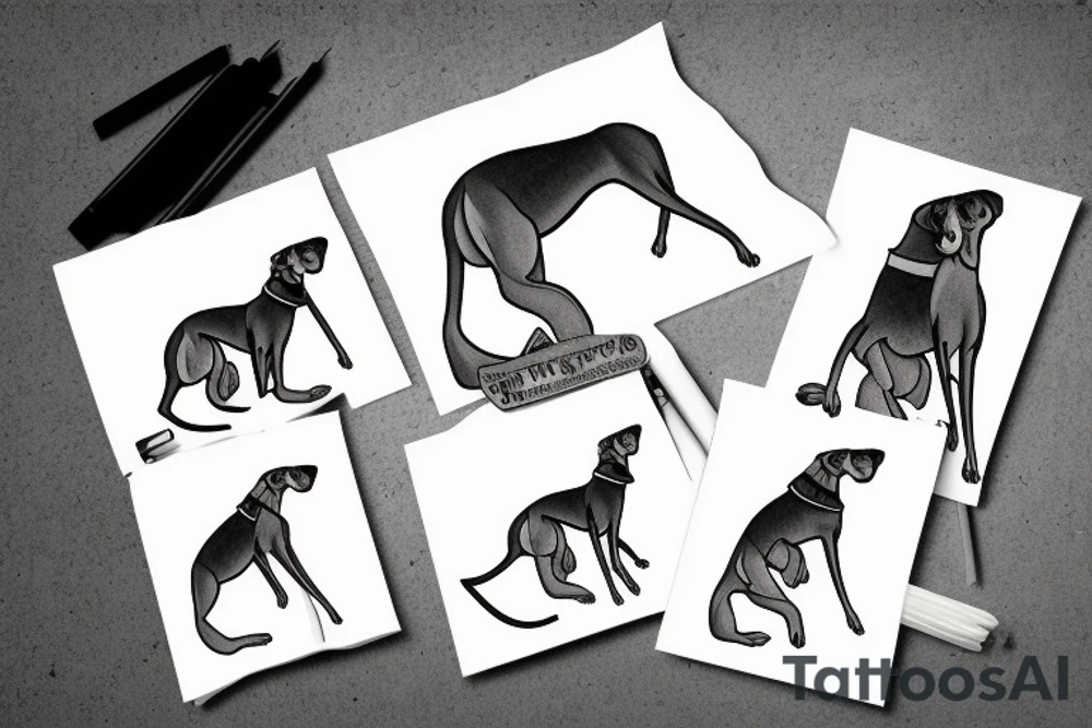 Goofy greyhound named storm tattoo idea