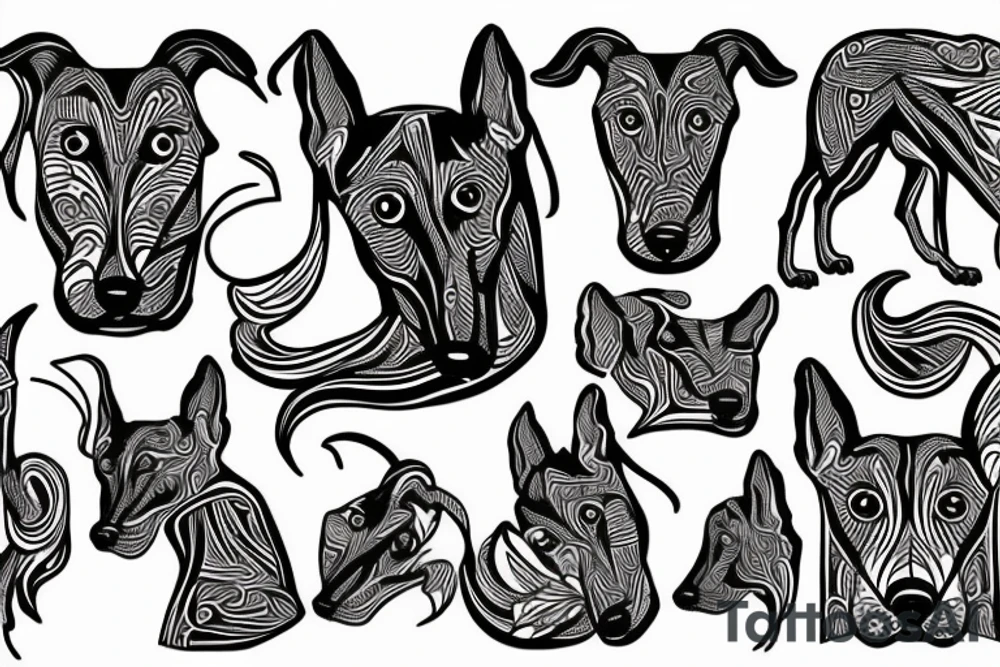 Goofy greyhound named storm tattoo idea