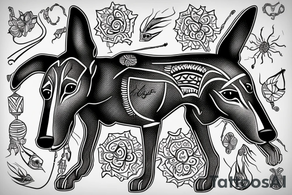 Goofy greyhound named storm tattoo idea