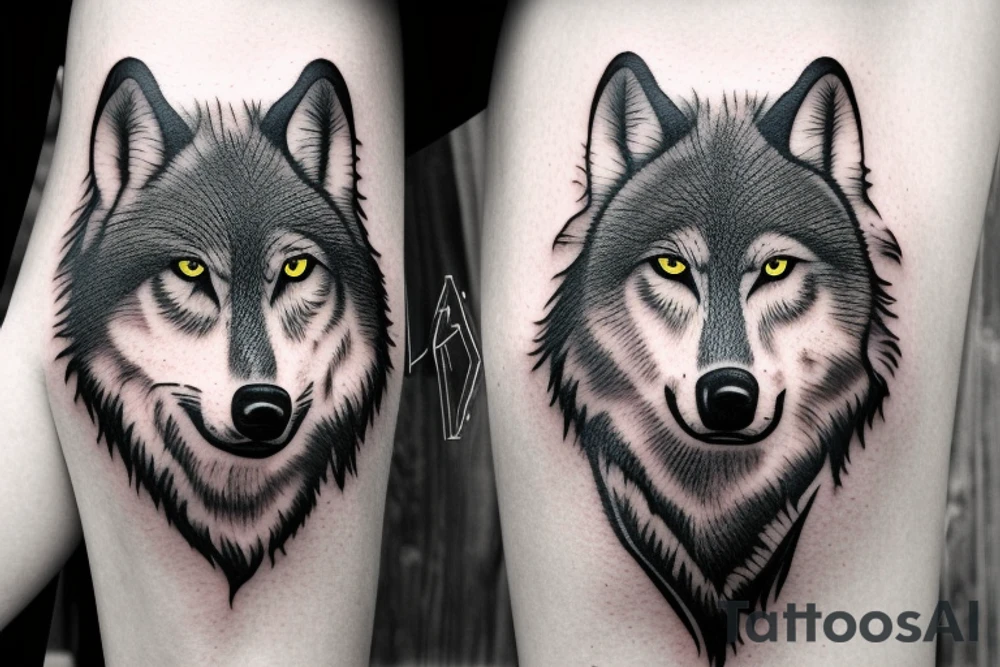 A lone grey wolf that is starving tattoo idea