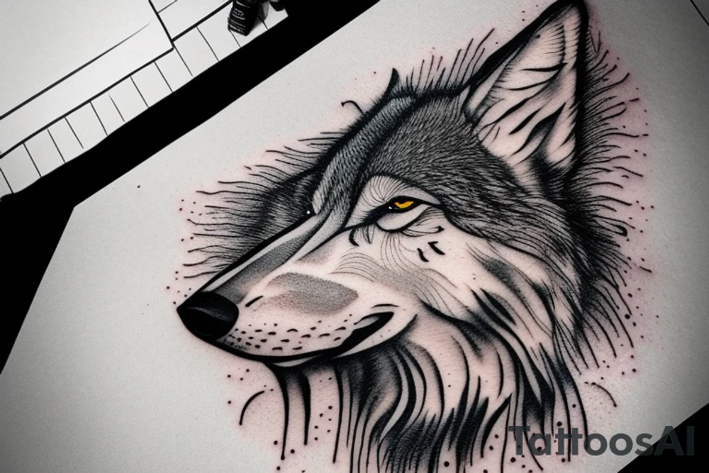 A lone grey wolf that is starving tattoo idea