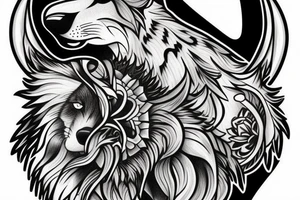 A lone grey wolf full body that is starving tattoo idea