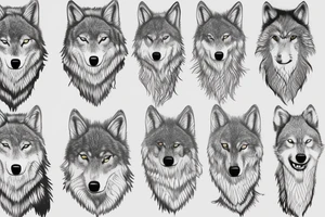 A lone grey wolf full body that is starving tattoo idea