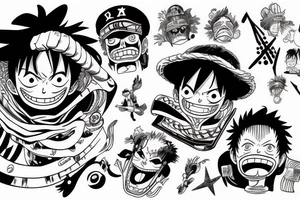 Luffy vs 3 admirals tattoo idea