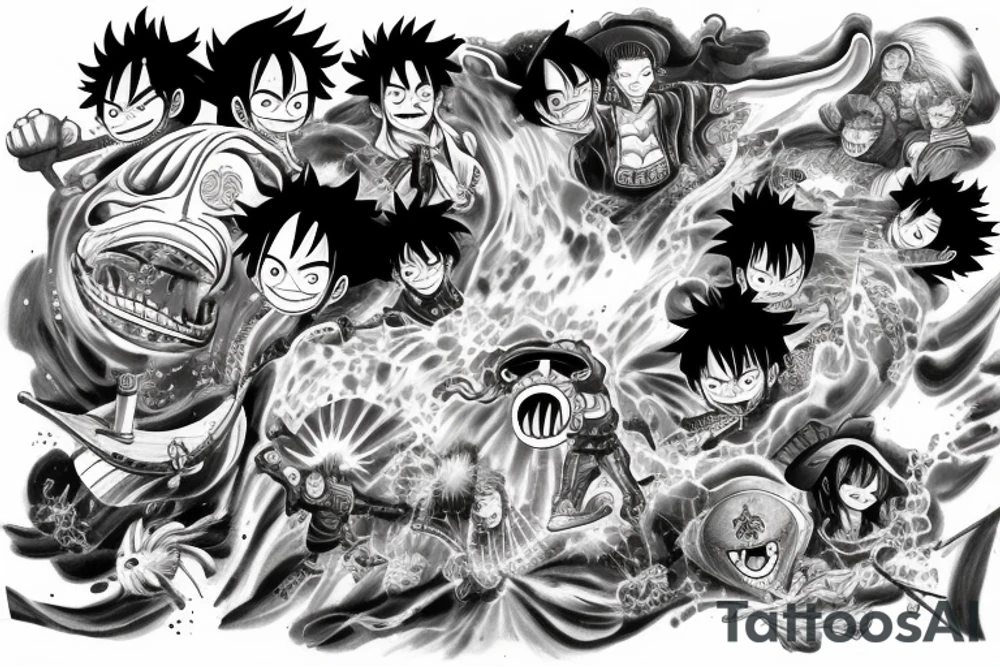 Luffy vs 3 admirals tattoo idea