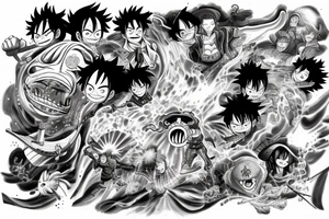 Luffy vs 3 admirals tattoo idea