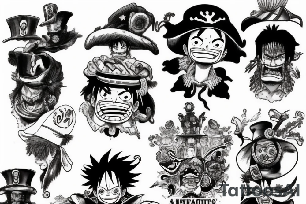 Luffy vs 3 admirals tattoo idea
