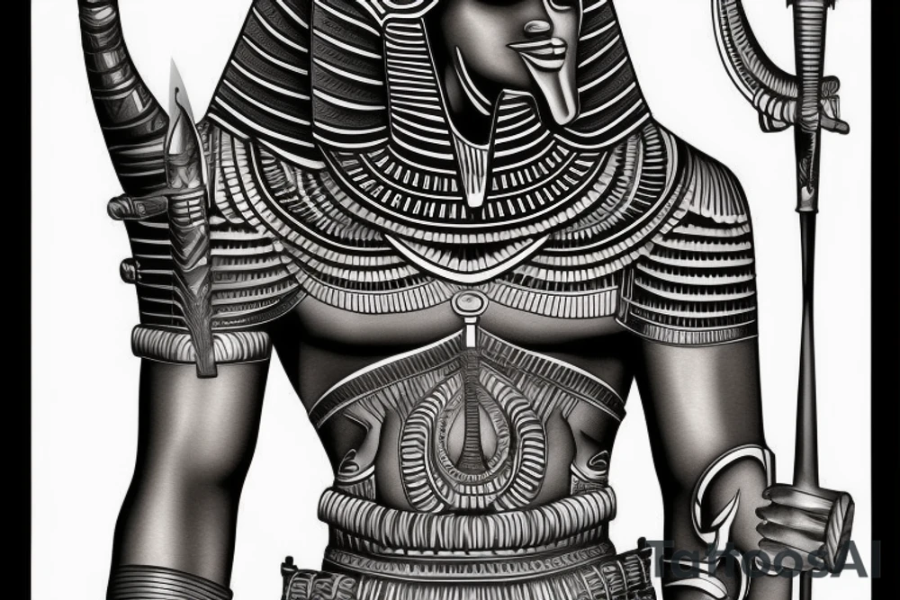 Egyptian Anubis warrior, mechanical body tattoo idea