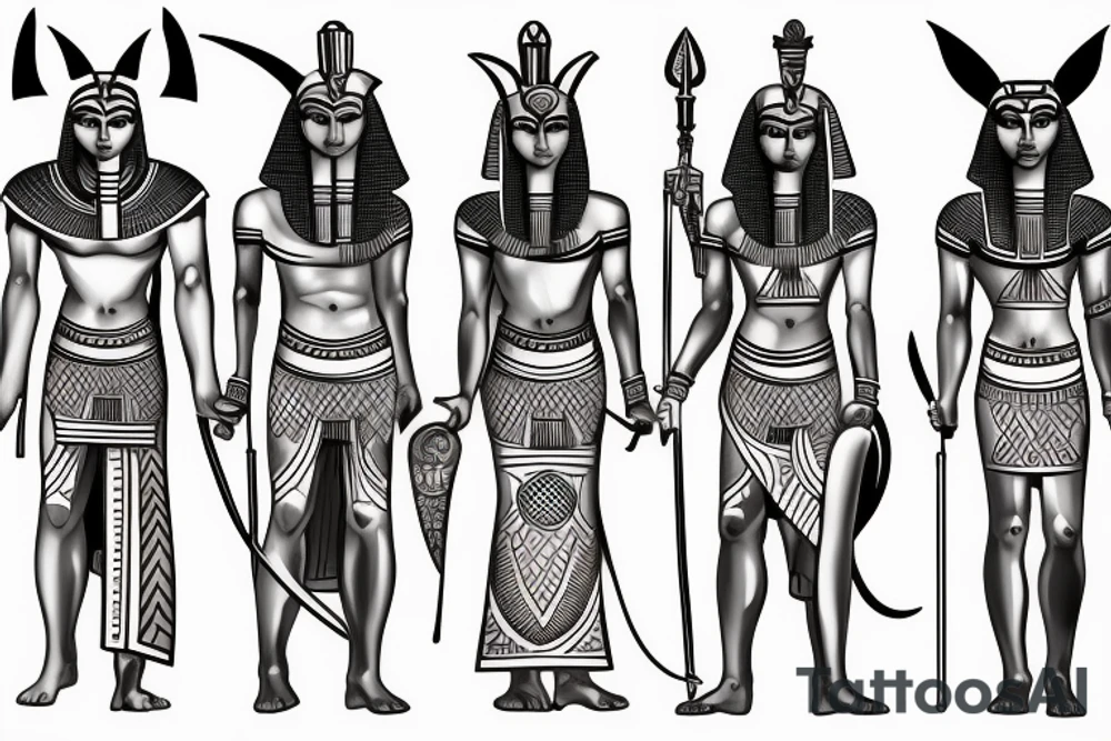 Egyptian Anubis warrior, mechanical body tattoo idea