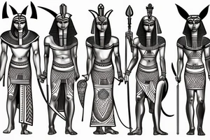 Egyptian Anubis warrior, mechanical body tattoo idea