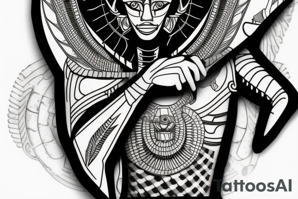 Egyptian Anubis warrior, mechanical body tattoo idea