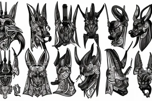 Anubis warrior, mechanical body tattoo idea
