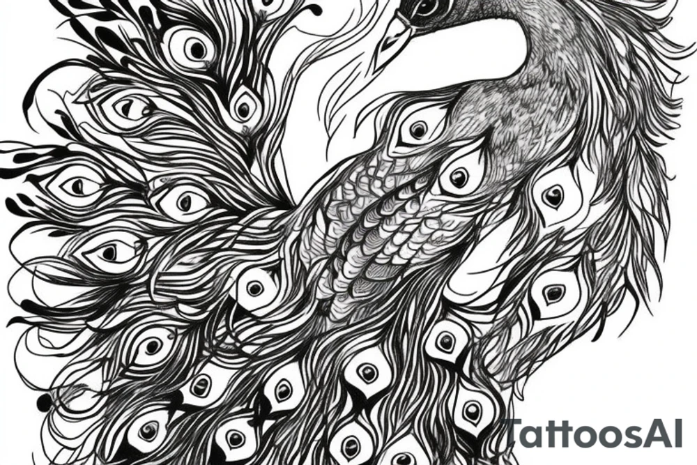 peacock for men on thigh tattoo idea