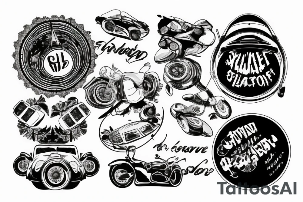 Sunset and a roundabout with car driving tattoo idea