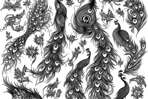 peacock for men on the thigh tattoo idea