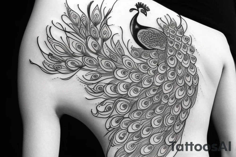 peacock for men on the thigh tattoo idea