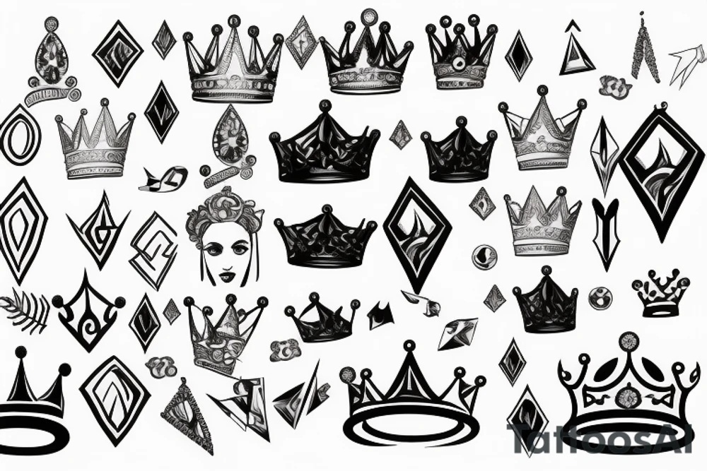 A diamond with a crown on top of it tattoo idea